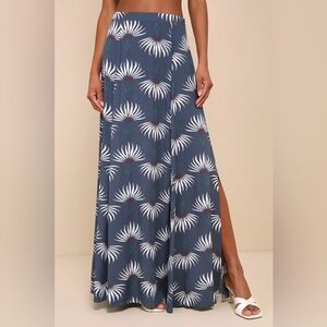 Lulu's Navy and White Maxi Skirt